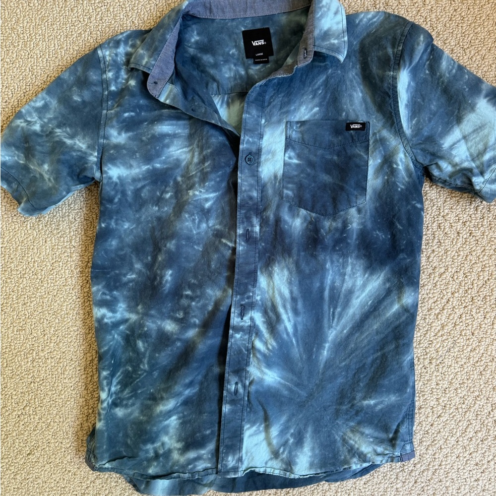 Vans - Boys button-down, tie-dye shirt - size Large